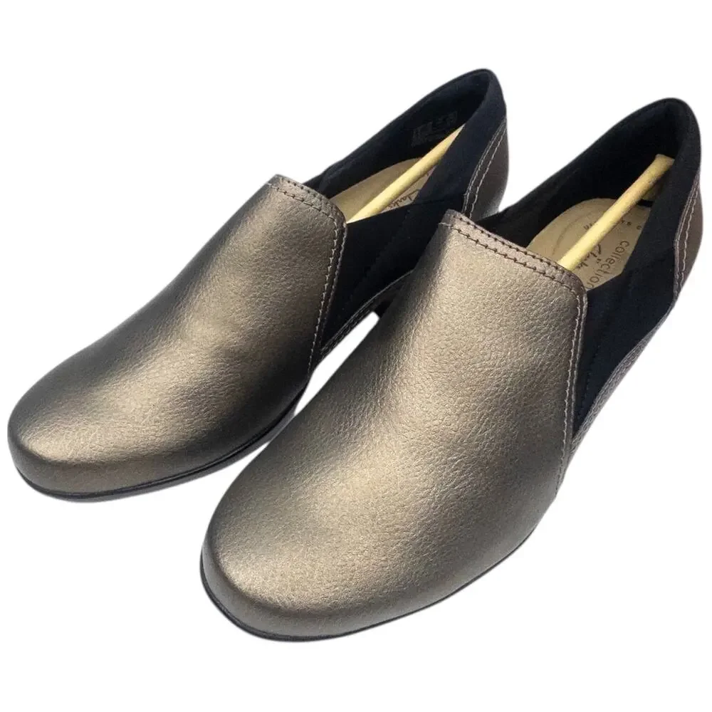 Clarks Emily Amelia Women's Bronze Metallic Casual Heels Shooties size 8.5 Wide